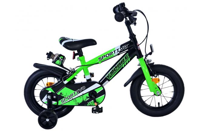 Volare Sportivo Kinderfiets – Jongens – 12 inch – Groen Zwart – Twee Handremmen