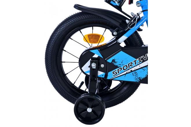 Volare Sportivo Kinderfiets - Jongens - 14 inch - Blauw Zwart - Twee Handremmen