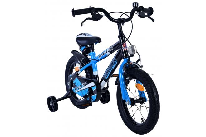 Volare Sportivo Kinderfiets - Jongens - 14 inch - Blauw Zwart - Twee Handremmen
