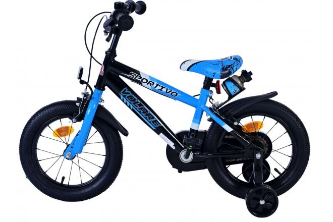Volare Sportivo Kinderfiets - Jongens - 14 inch - Blauw Zwart - Twee Handremmen