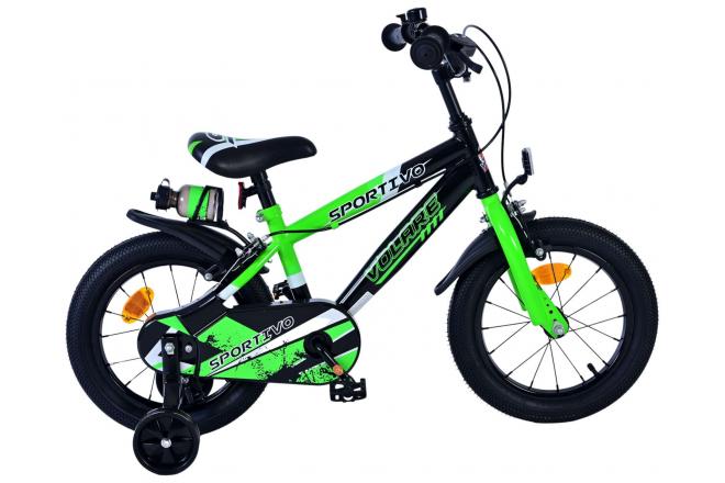 Volare Sportivo Kinderfiets – Jongens – 14 inch – Groen Zwart – Twee Handremmen