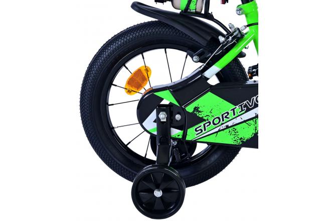 Volare Sportivo Kinderfiets - Jongens - 14 inch - Groen Zwart - Twee Handremmen