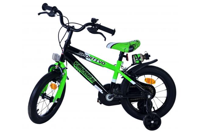Volare Sportivo Kinderfiets - Jongens - 14 inch - Groen Zwart - Twee Handremmen