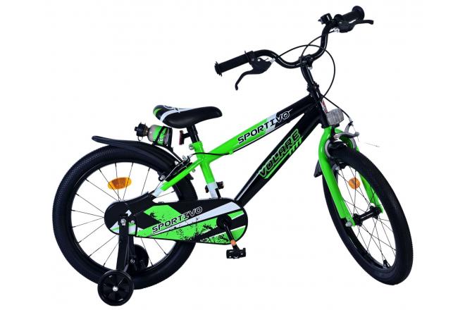 Volare Sportivo Kinderfiets - Jongens - 18 inch - Groen Zwart - Twee Handremmen
