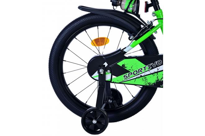 Volare Sportivo Kinderfiets - Jongens - 18 inch - Groen Zwart - Twee Handremmen