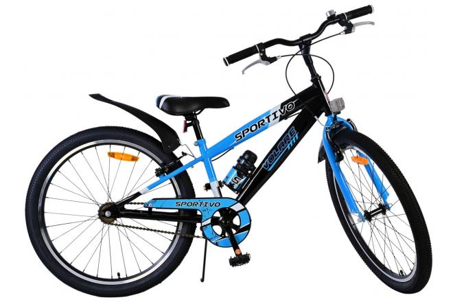 Volare Sportivo Kinderfiets - Jongens - 24 inch - Zwart Blauw - Twee Handremmen