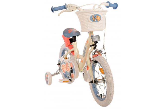 Disney Stitch Kinderfiets - Meisjes - 14 inch - Crème Koraal Blauw