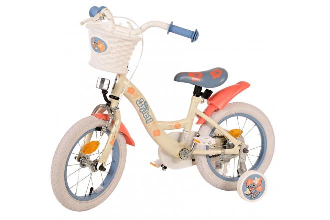 Disney Stitch Kinderfiets - Meisjes - 14 inch - Crème Koraal Blauw