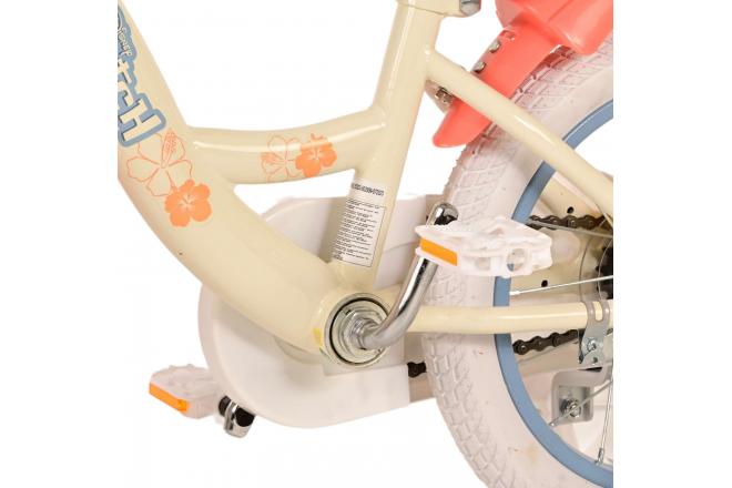 Disney Stitch Kinderfiets - Meisjes - 14 inch - Crème Koraal Blauw