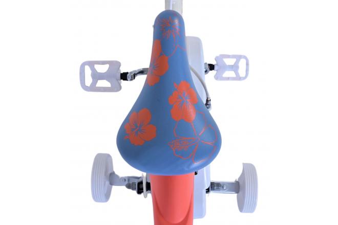 Disney Stitch Kinderfiets - Meisjes - 14 inch - Crème Koraal Blauw - Twee handremmen