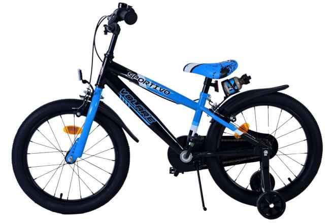 Volare Sportivo Kinderfiets - Jongens - 18 inch - Blauw Zwart - Twee Handremmen