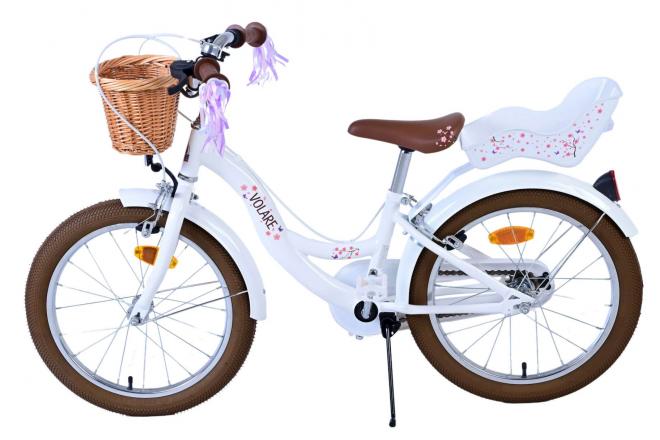 Volare Blossom Kinderfiets - Meisjes - 18 inch - Wit - Twee handremmen