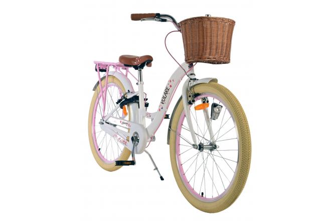 Volare Blossom Kinderfiets - Meisjes - 24 inch - Wit - Twee handremmen