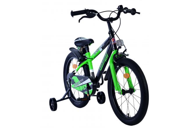 Volare Sportivo Kinderfiets - Jongens - 18 inch - Groen Zwart - Twee Handremmen