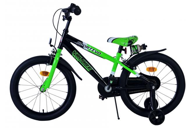 Volare Sportivo Kinderfiets - Jongens - 18 inch - Groen Zwart - Twee Handremmen