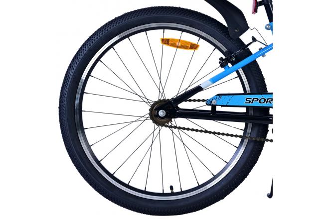 Volare Sportivo Kinderfiets - Jongens - 24 inch - Zwart Blauw - Twee Handremmen