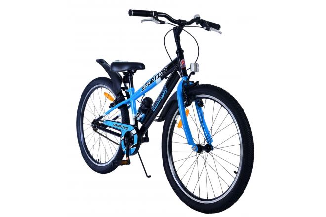 Volare Sportivo Kinderfiets - Jongens - 24 inch - Zwart Blauw - Twee Handremmen